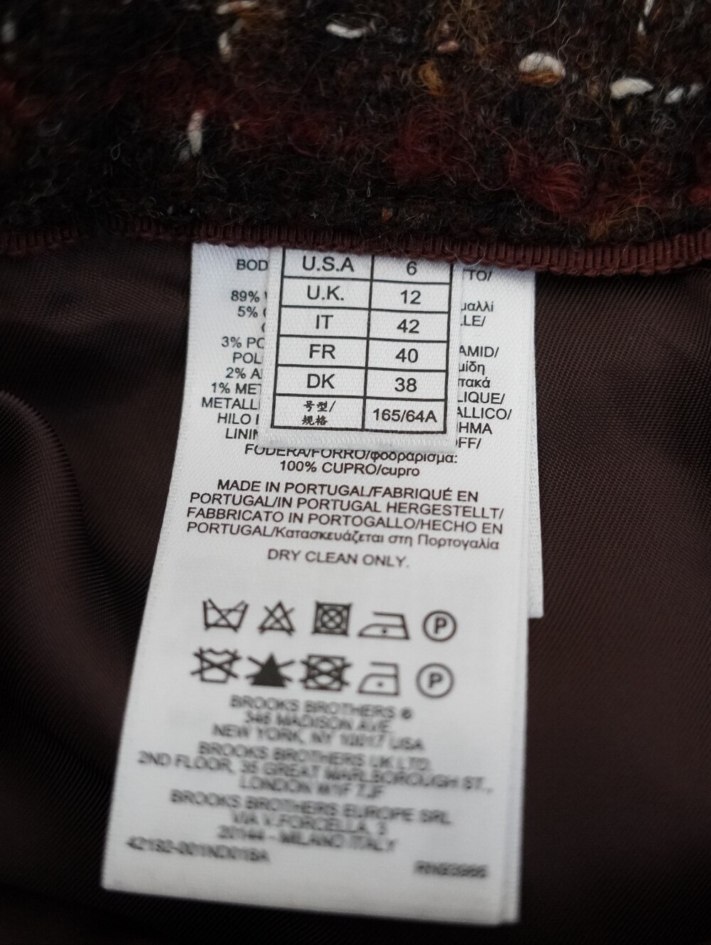 Brooks Brothers Moon British Tweed Wool Blend A-Line Skirt Brown Size 6 - Picture 8 of 11
